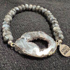 Kinsley Armelle Silver Smoky Collection Agate Bracelet